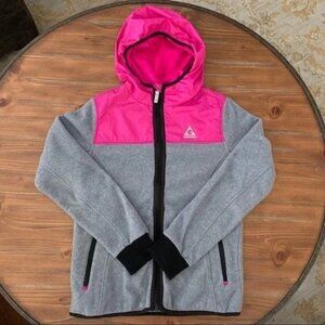 𝅺GIRL’S Gray & Pink Fleece Jacket. 16/XL
